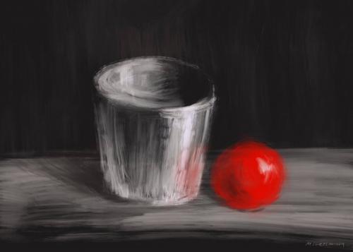 Красный шар, цифровая живопись, принт